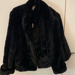 ba&sh Black Faux Fur Jacket